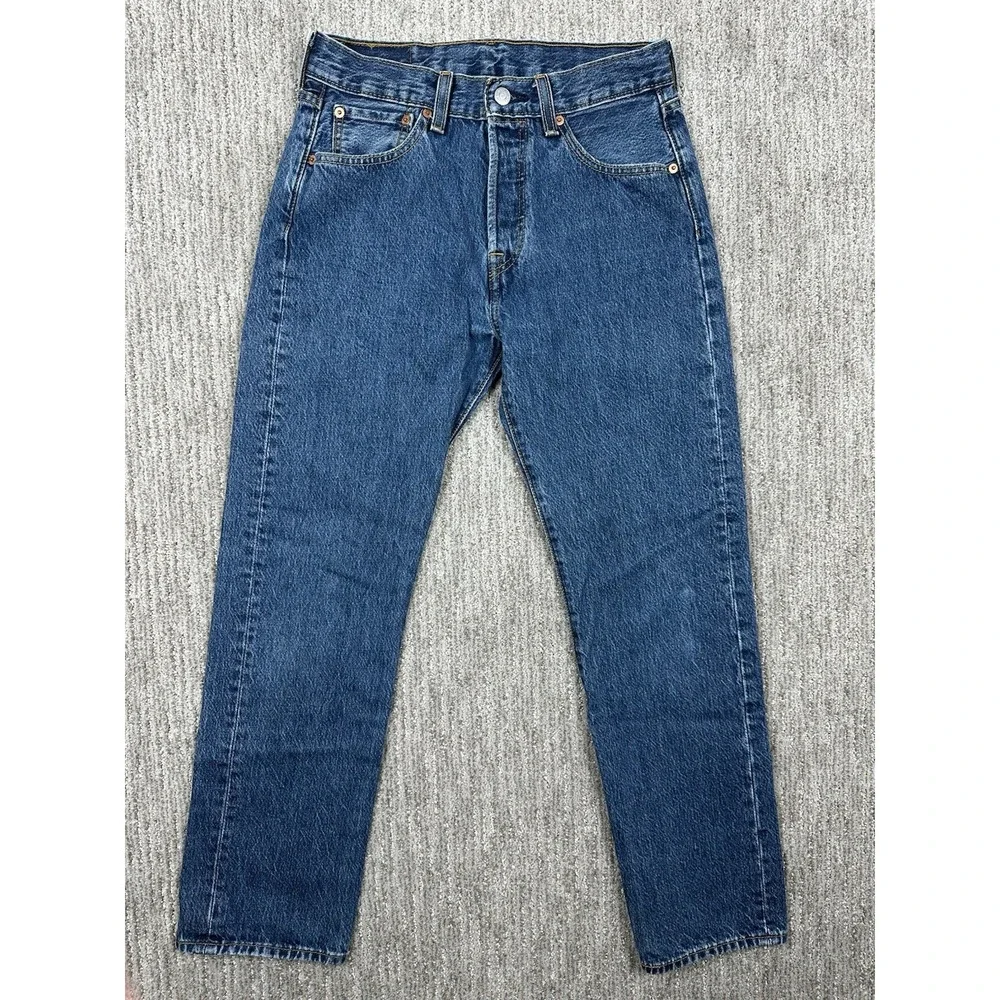 Levis 501 Jeans Mens 29x30 (fits 29x29) Blue Dark Wash Button Fly Straight Leg